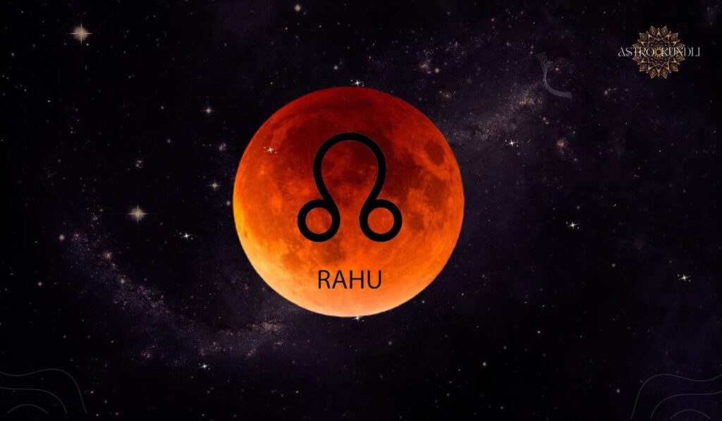 image of blood moon with rahu mantra symbol