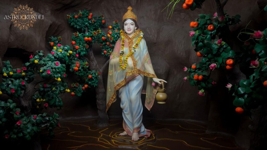photo of statue of brahmacharini with text day 02 of navratri worshipping goddess brahmacharini