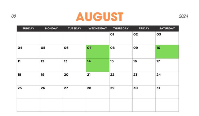 August 2024 calendar