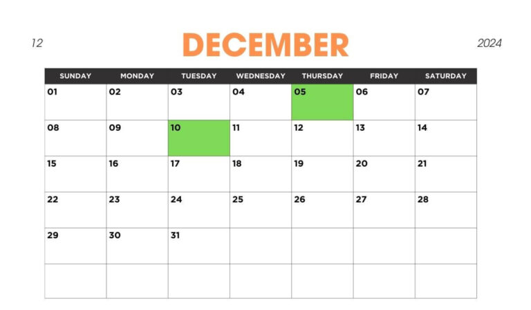 December 2024 calendar
