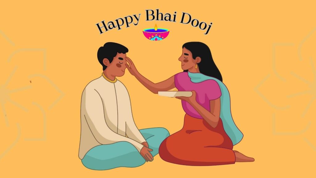 animated image of brother and sister celebrating bhai dooj
