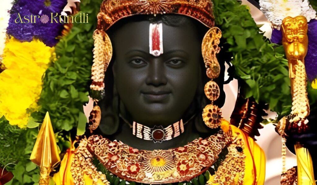 close up shot of ram lalla idol in ram mandir